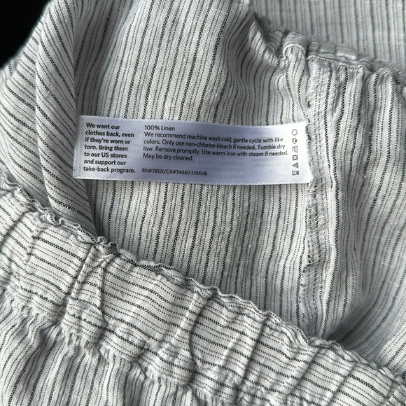 Eileen Fisher 100% Linen pinstripe elasticated waisted pants women’s M - Picture 7 of 7
